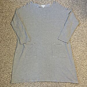 J Jill Womens Tunic Dress Plus Size 1X Striped Long Sleeve Lagenlook Pockets